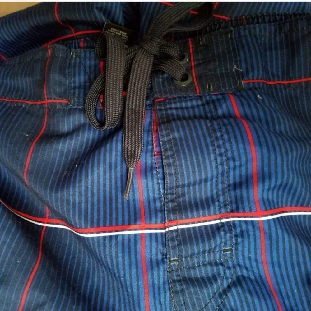 OP board swim trunks. Navy, red and white